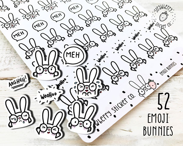 kawaii bunny planner stickers