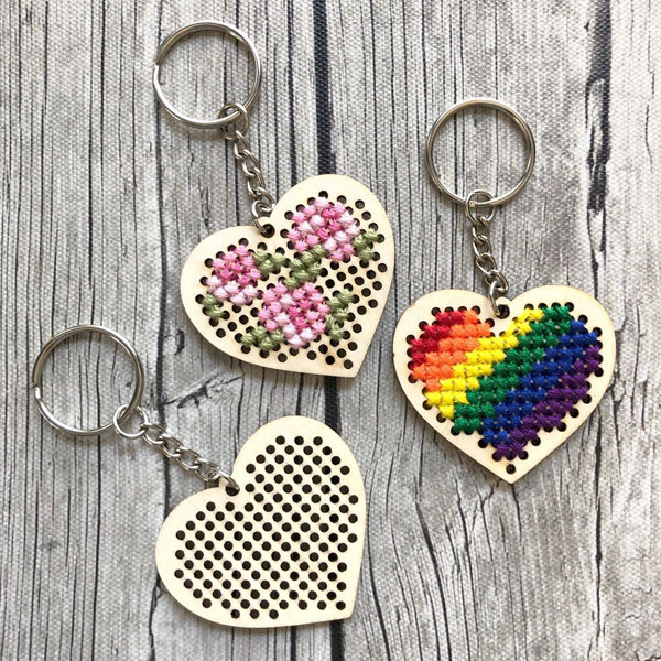 cross stitch wooden blanks keychains