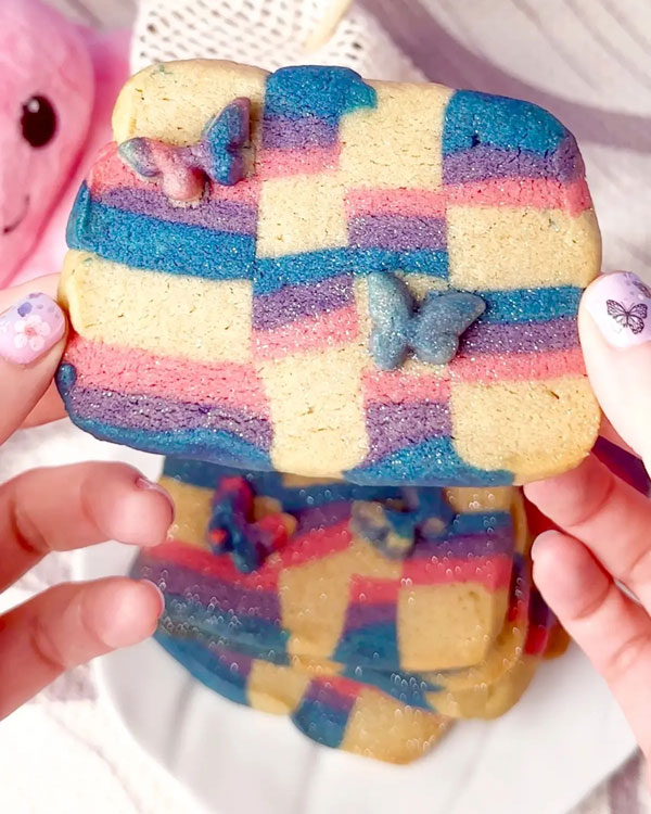 Bi Birthday Cake Checkerboard cookies