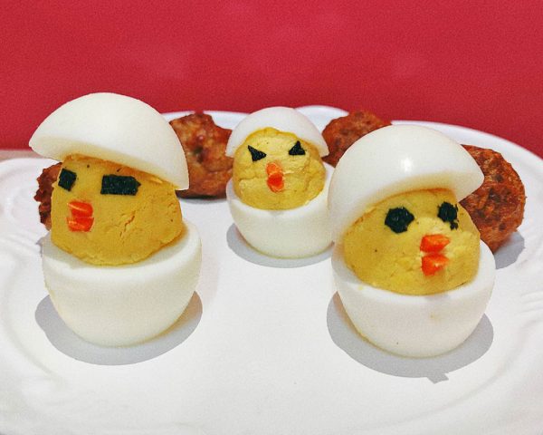 easter chick devilled eggs