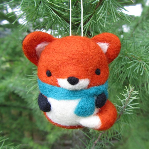 kawaii fox felted decorations