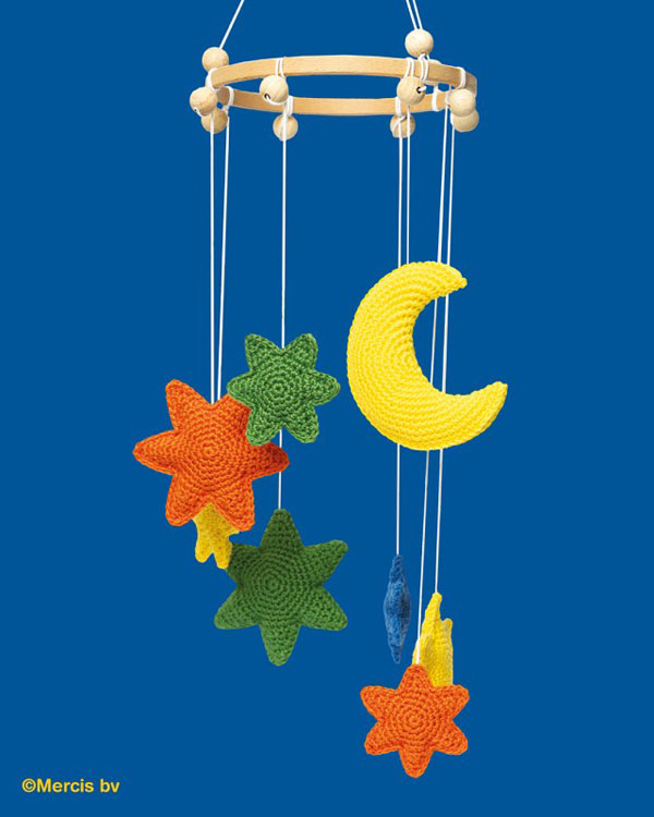 Miffy stars and moon mobile free crochet pattern