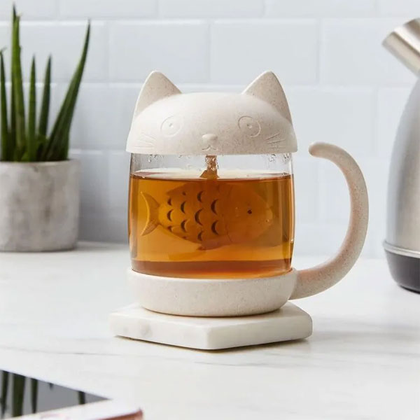 cat tea infuser mug