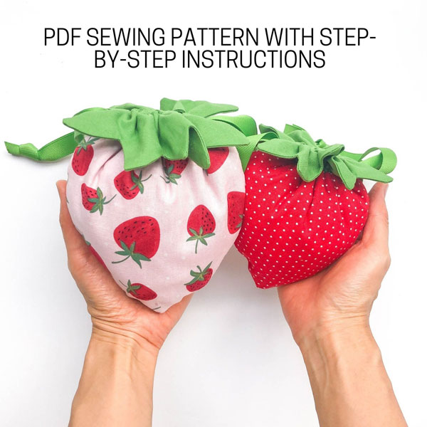strawberry drawstring bag sewing pattern