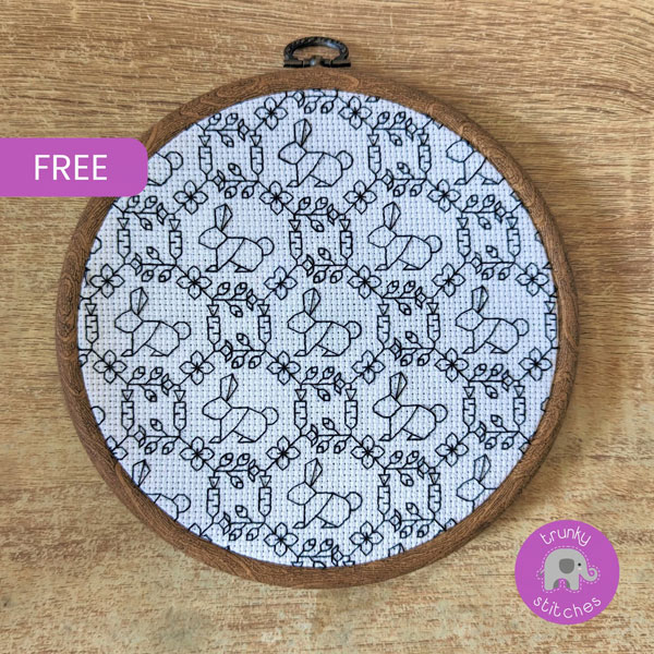 free bunny blackwork pattern