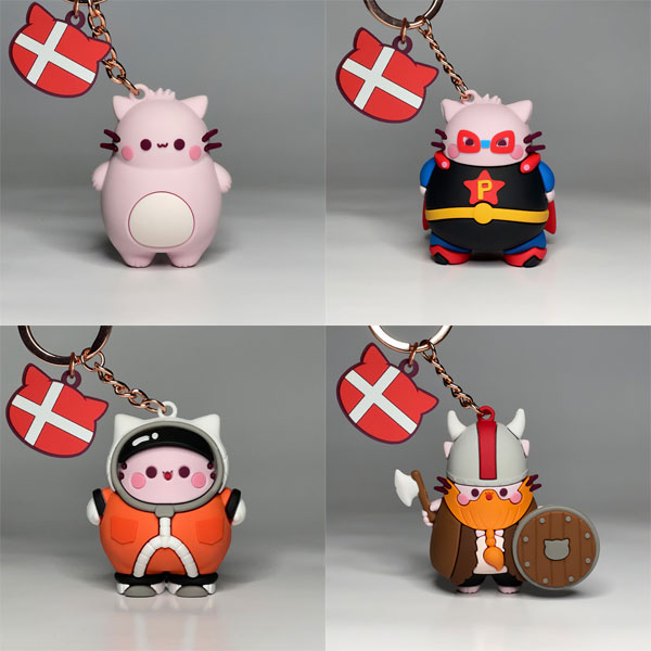 Pembe the Pink Cat keychains