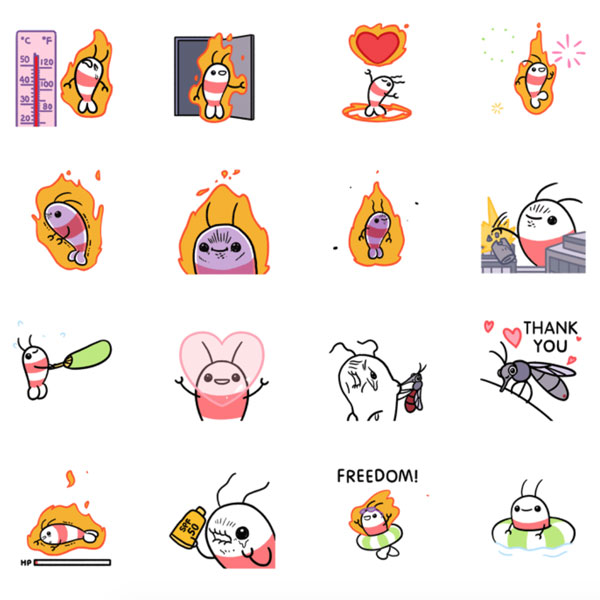Kawaii Message Stickers - shrimp by pikaole