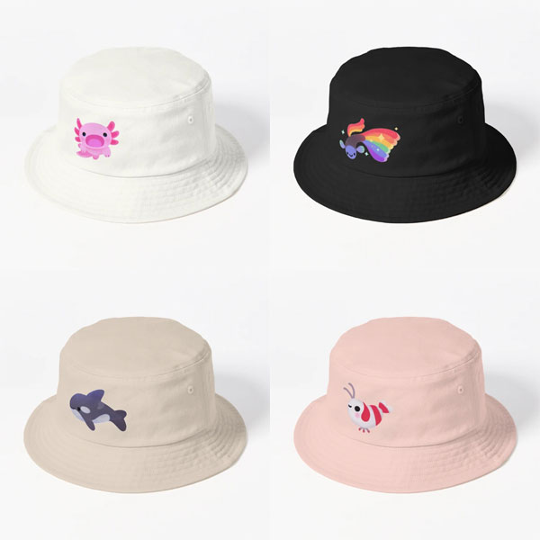 kawaii animals caps and bucket hats