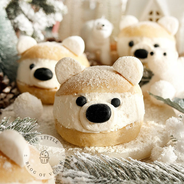 vegan polar bear cream buns recipe
