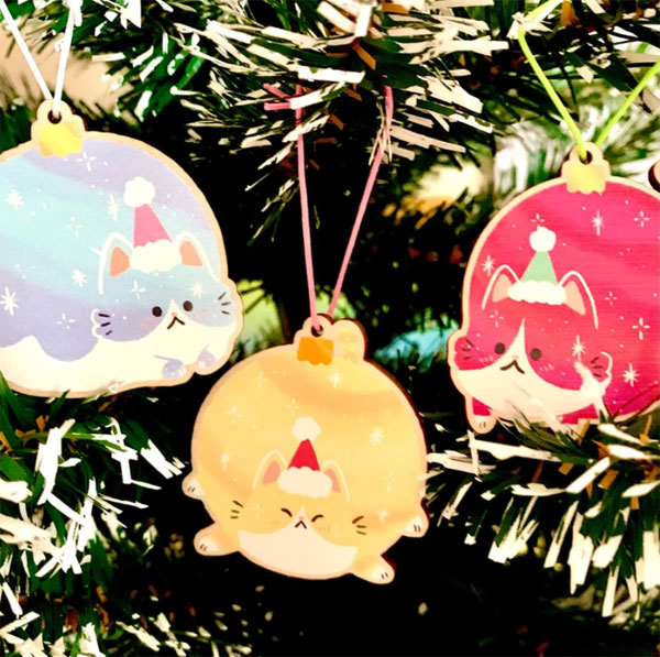 kawaii cats Christmas tree ornaments