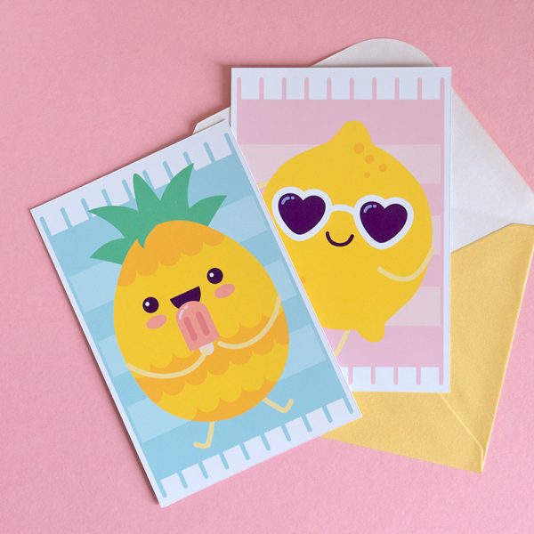 Kawaii Summer Fruit free Printable Cards