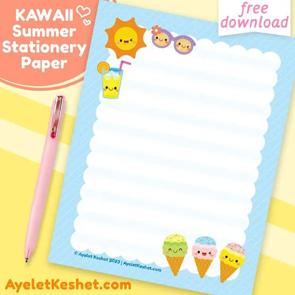 kawaii ice cream stationery