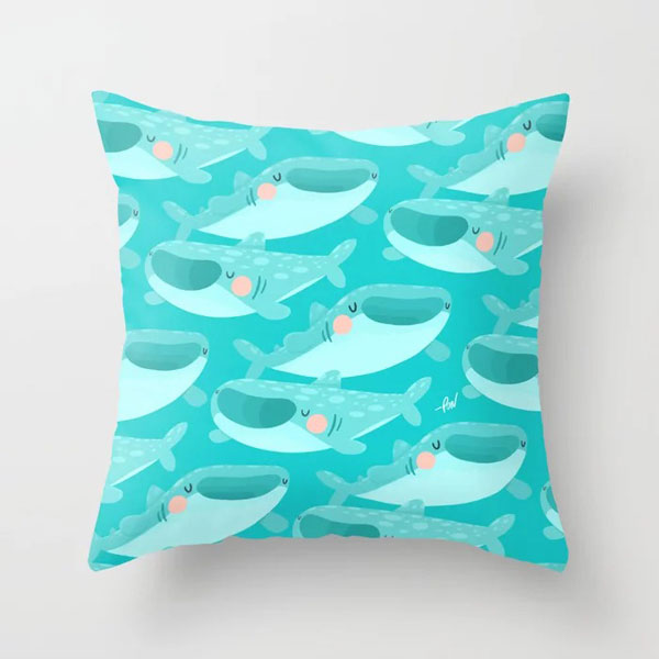 kawaii whale shark pillow