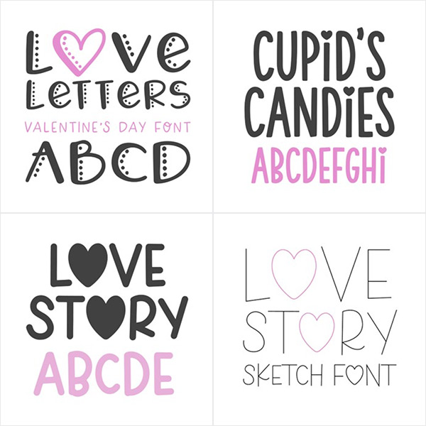 cute Valentines fonts