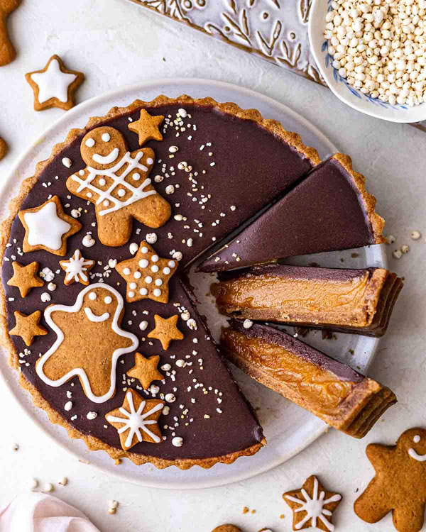 vegan gingerbread caramel tart recipe
