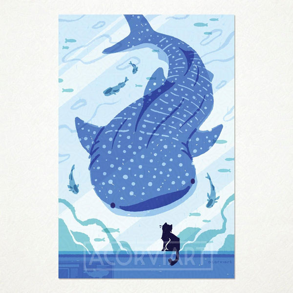 kawaii whale shark art print
