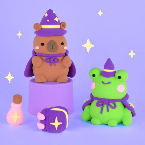 Kawaii Halloween wizard clay kit