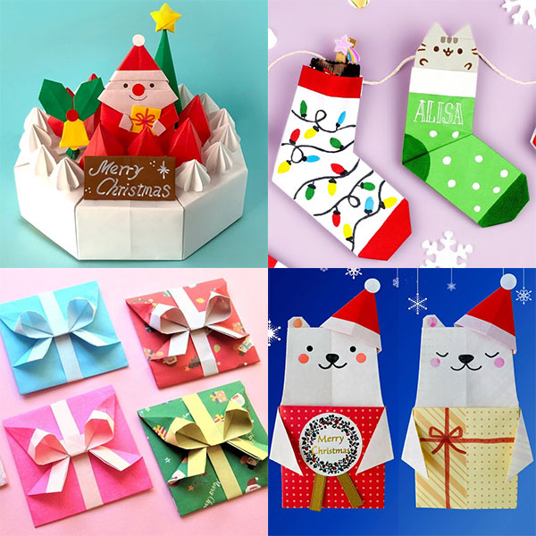 48pcs Christmas origami set, handmade paper, mini gift wrapping paper