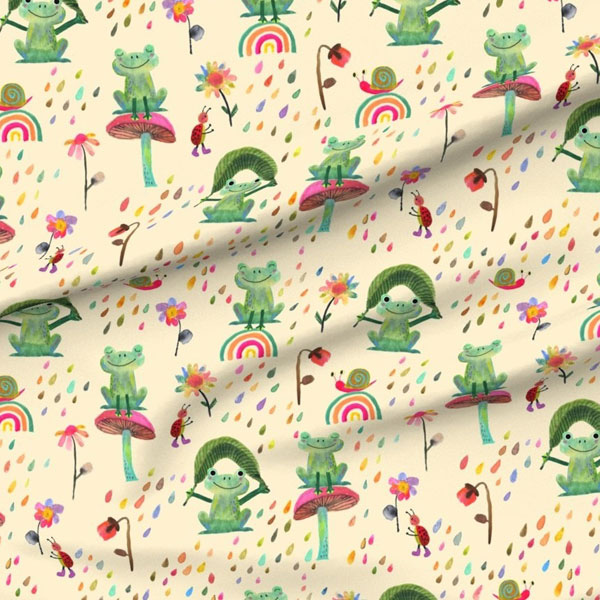 kawaii rainy day fabric