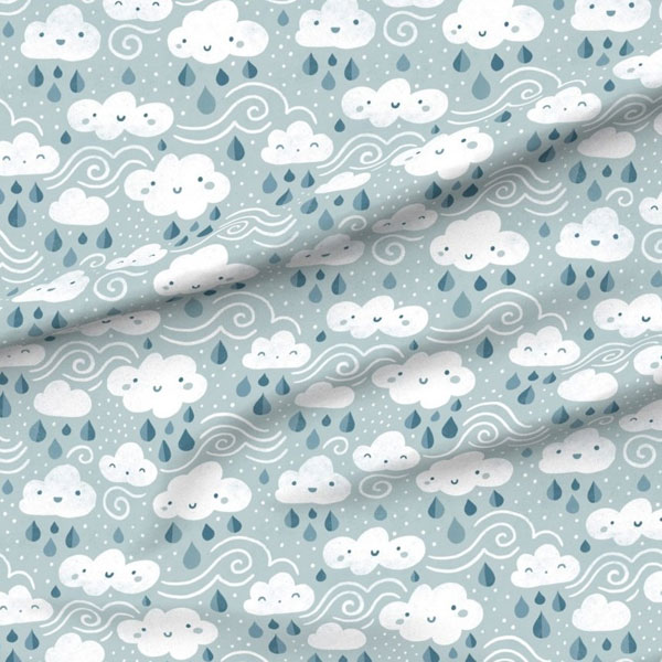 kawaii rainy day fabric
