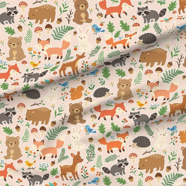 kawaii woodland fabric