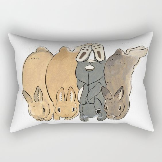 cute bunny art pillow