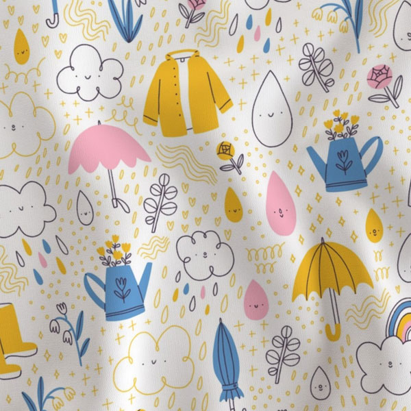 kawaii rainy day fabric