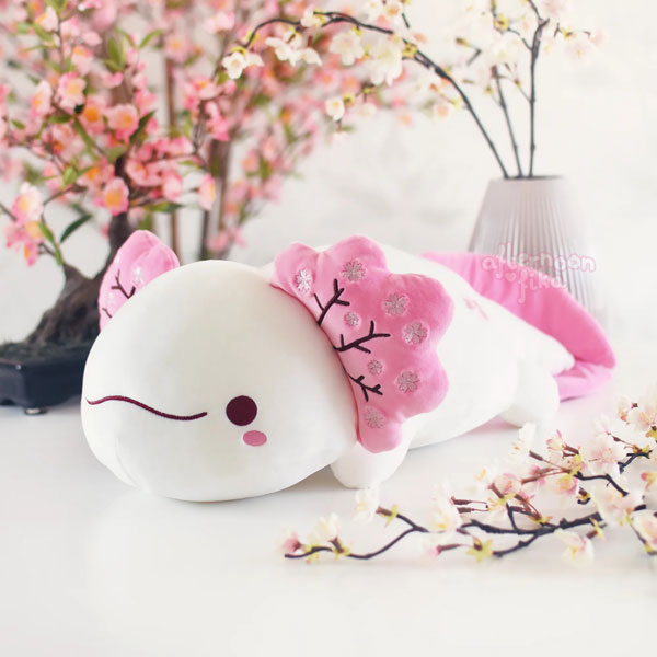 cherry blossom axolotl plush