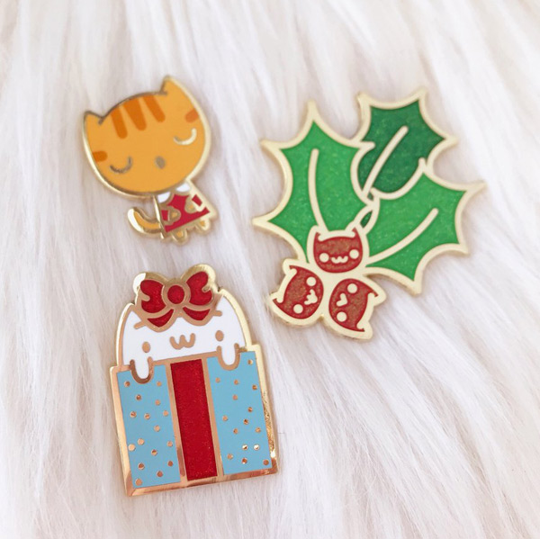 Cute Christmas Enamel Pins - holiday cats