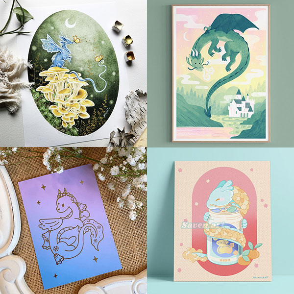 Kawaii Dragon Art Prints On Etsy