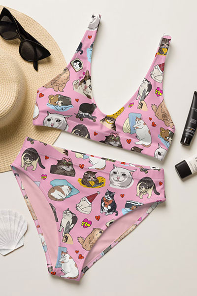 cat meme swimwear 