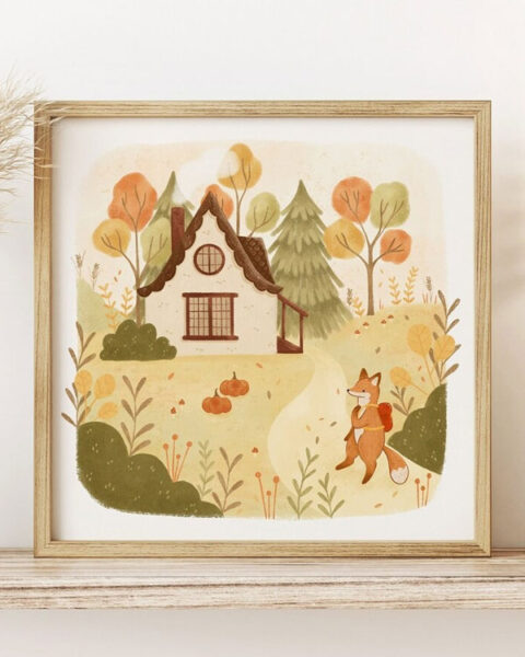 Autumn fox art print