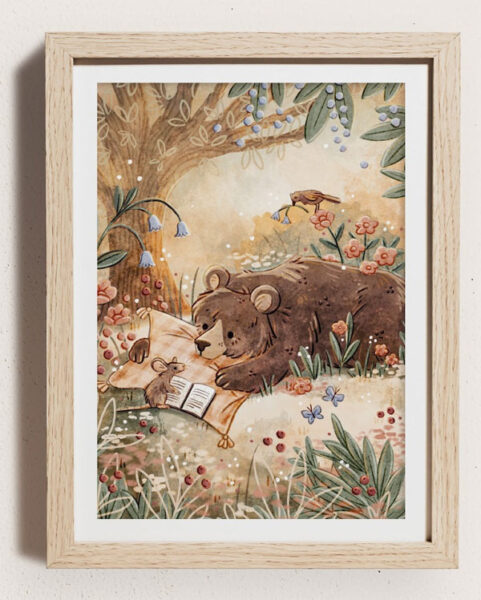 Autumn bear art print