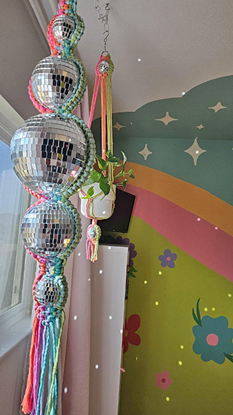 disco ball macrame hanging