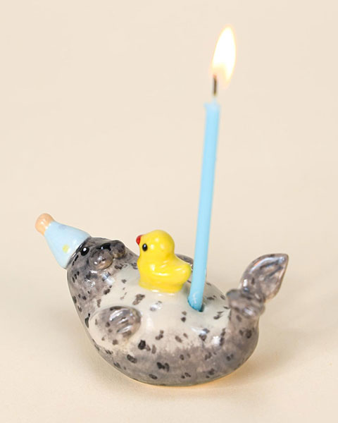 handmade ceramic seal cake toppers