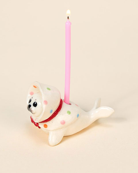 handmade ceramic seal cake toppers