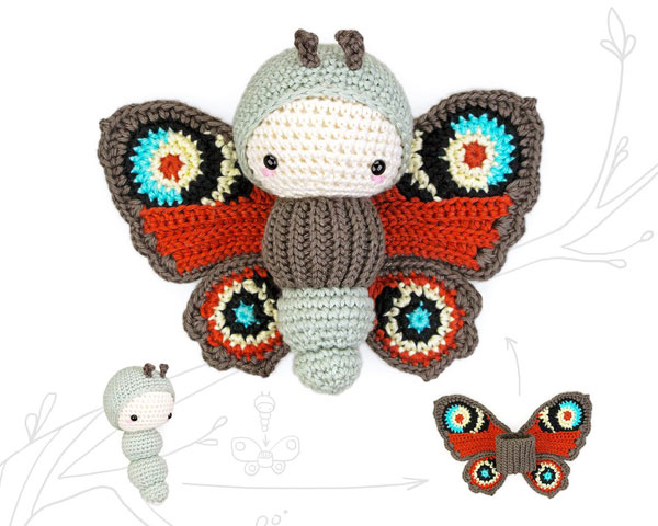 peacock butterfly kawaii amigurumi crochet pattern