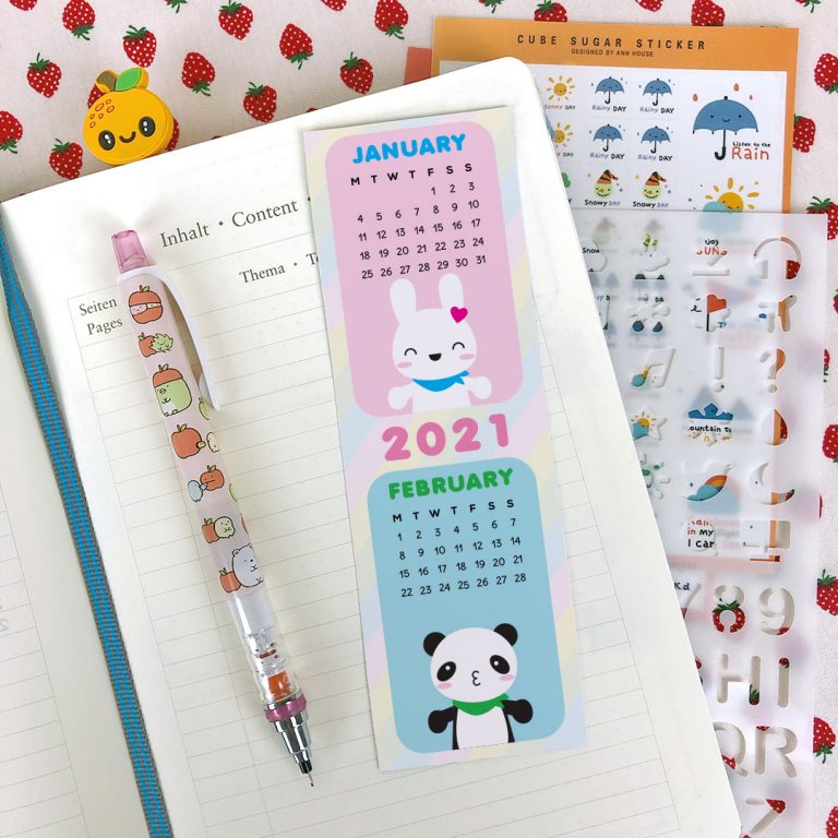 Cute 2021 Printable Calendars - Super Cute Kawaii!!