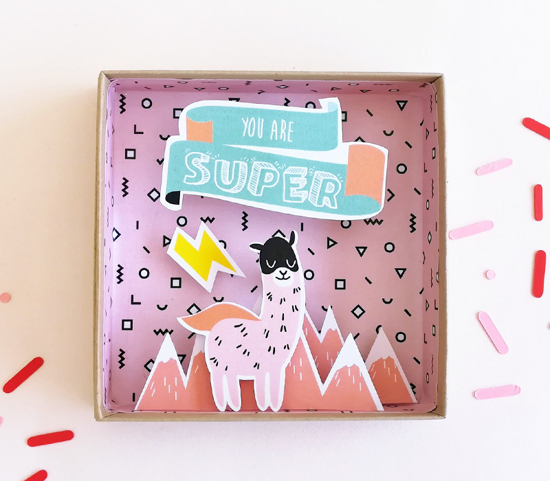 Kawaii Papercraft Matchbox Diorama - Llama