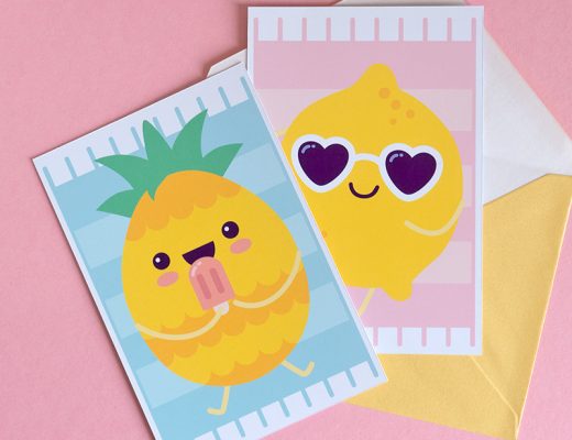 Kawaii Summer Fruit free Printable Cards